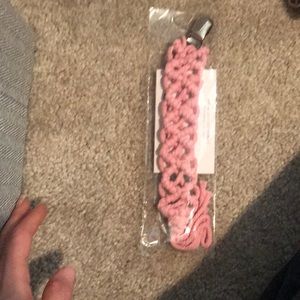 Pink macromae pacifier clip